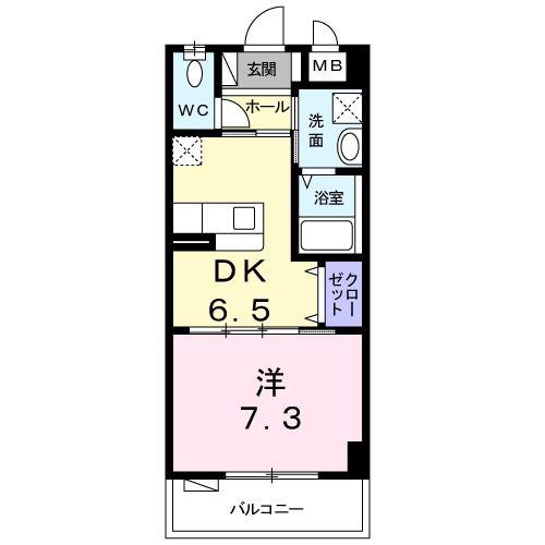 HANAティアラY・M(1DK/1階)の間取り写真