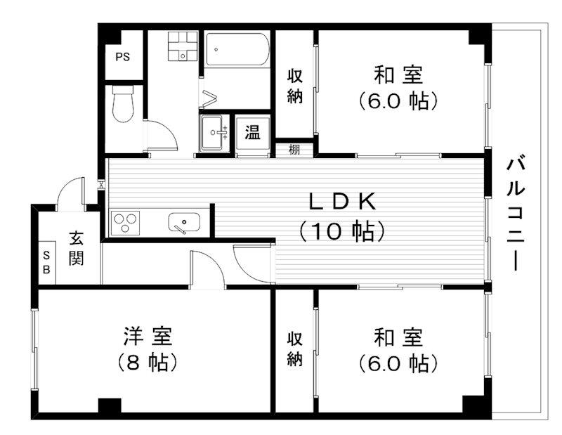 オウミビル(3LDK/3階)の間取り写真