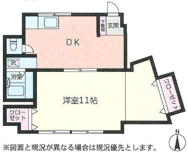 地建ハイツ(1DK/2階)の間取り写真
