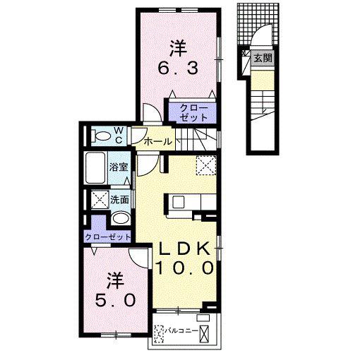 アルメ・ド・レール(2LDK/2階)の間取り写真