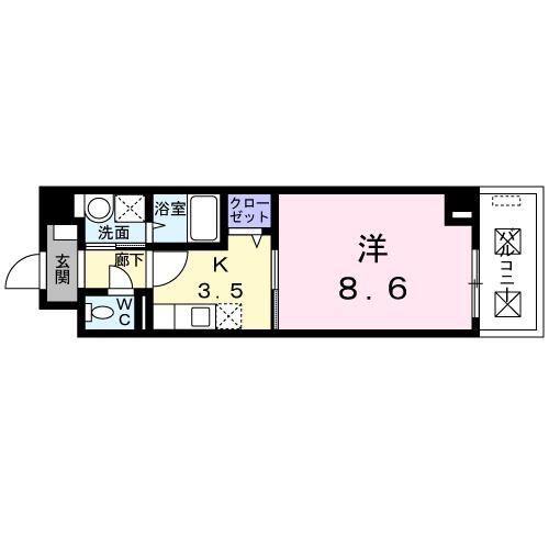 ローズガーデン(1K/2階)の間取り写真