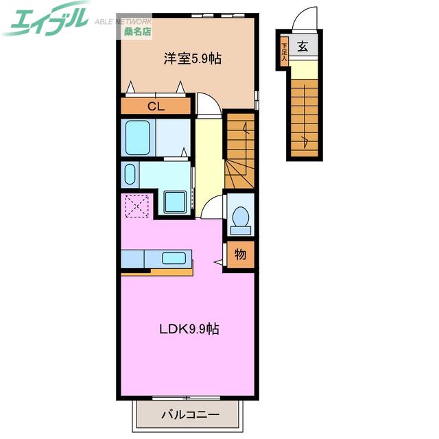 エムアイタウン(1LDK/2階)の間取り写真