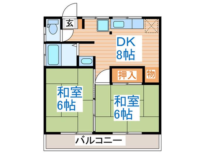 コーポささき(2DK/2階)の間取り写真