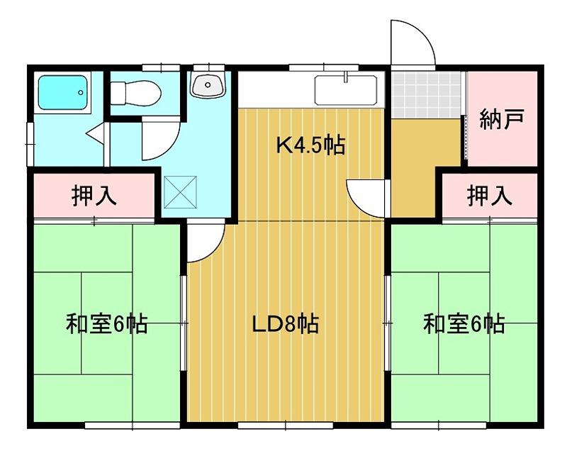 松谷ハイツ(2LDK/2階)の間取り写真