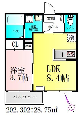 FROST(1LDK/3階)の間取り写真
