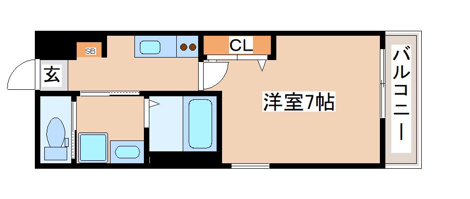 リアコートJR須磨鷹取(1K/2階)の間取り写真