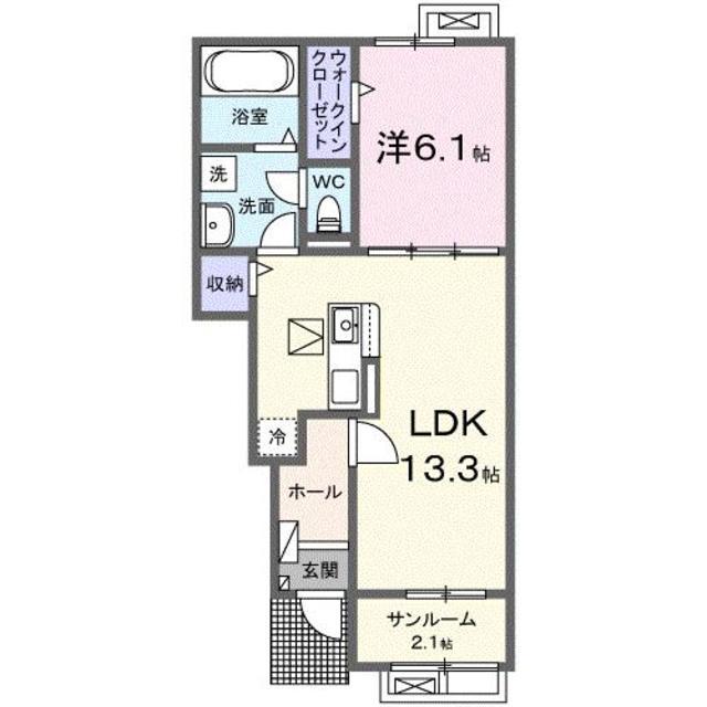 ナチュール ドゥ(1LDK/1階)の間取り写真