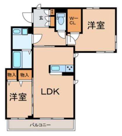 ジェンティーレIV(2LDK/3階)の間取り写真
