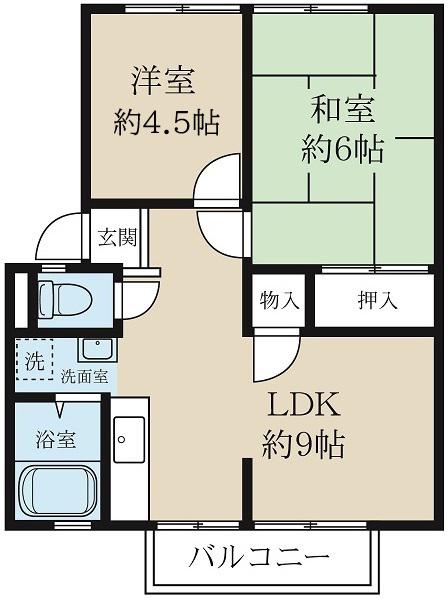 サンシティー西大路(2DK/2階)の間取り写真