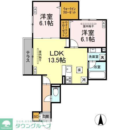 ブリューエン河原口(2LDK/3階)の間取り写真