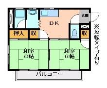 ハイツ晃武(2DK/2階)の間取り写真