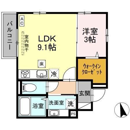 スリジェ横濱(1LDK/1階)の間取り写真