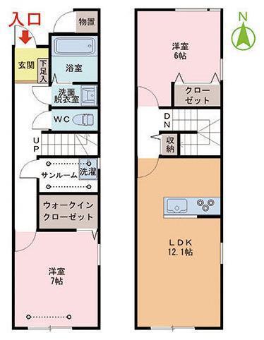 VILLA OMIYA(2LDK/1階)の間取り写真