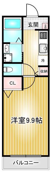 アンプルールリーブルロイヤル(1K/1階)の間取り写真