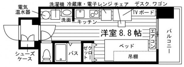 学生会館 ユニ・リヴェール札幌(ワンルーム/6階)の間取り写真