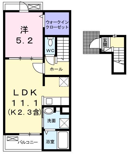 フォンターナ・エテルノ(1LDK/2階)の間取り写真