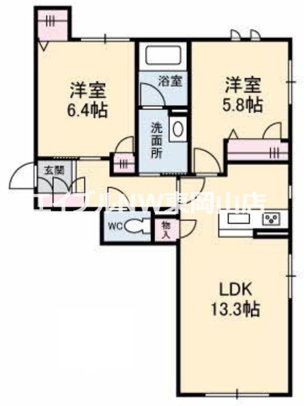 クレストヴェールV(2LDK/1階)の間取り写真