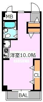 アベニュー二の橋(ワンルーム/2階)の間取り写真