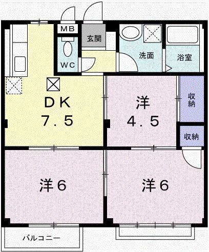 エルディム正木(3DK/1階)の間取り写真