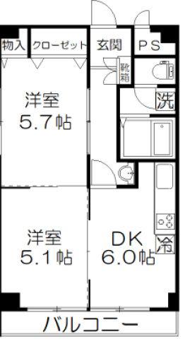 グラースビ高島平(2DK/4階)の間取り写真