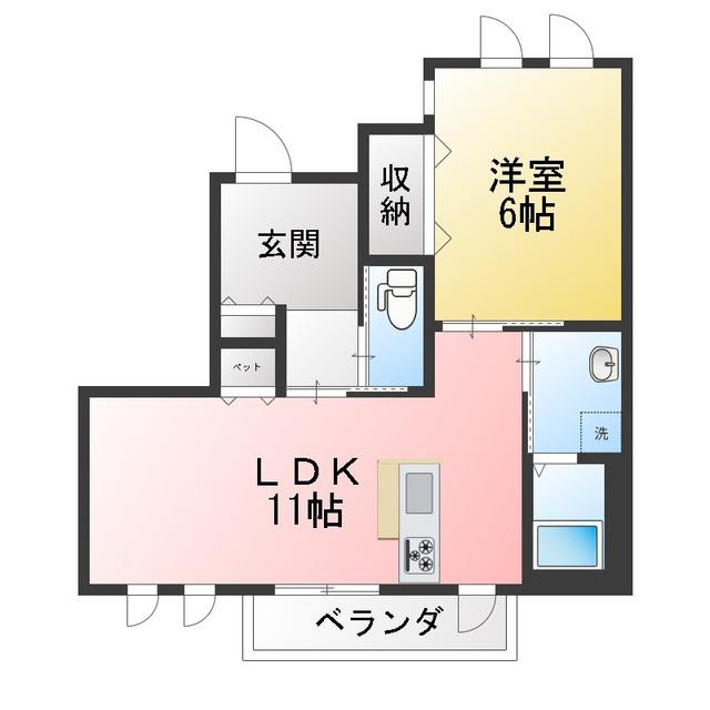 メゾン シャローム(1LDK/1階)の間取り写真