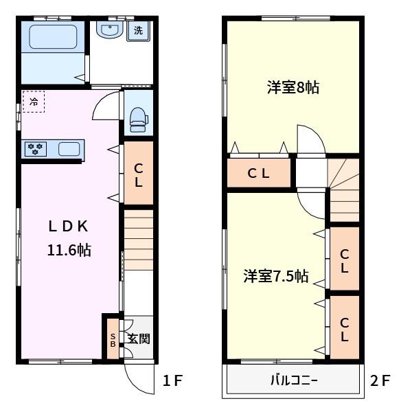 フラット北小岩(2LDK/1階)の間取り写真