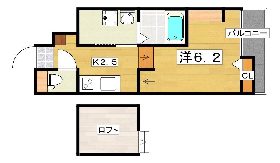あんしん石津南町(1K/1階)の間取り写真