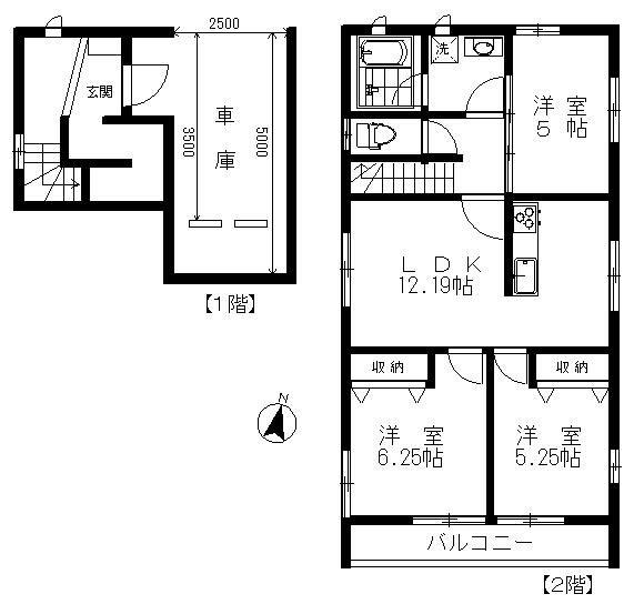 グランジュテ(3LDK/2階)の間取り写真