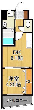 オーヴィジョンクラス浅香通(1DK/2階)の間取り写真