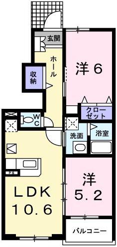 カトレーヴIII(2LDK/1階)の間取り写真