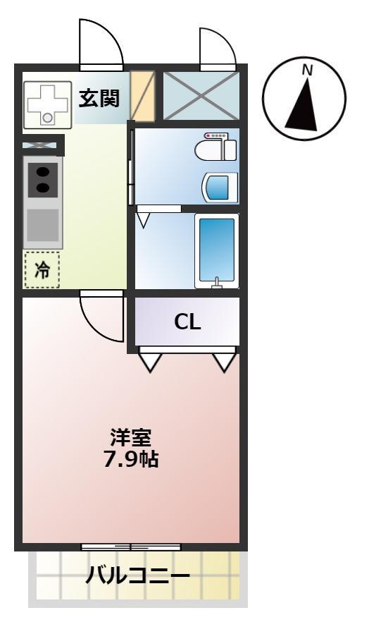 KT 2ND(1K/1階)の間取り写真