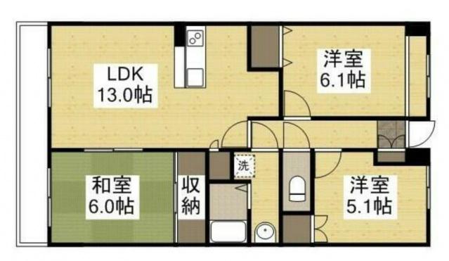 クレストール(3LDK/4階)の間取り写真
