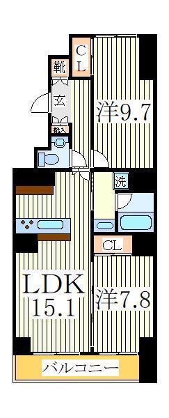 TSGARDEN北柏1号棟(2LDK/2階)の間取り写真