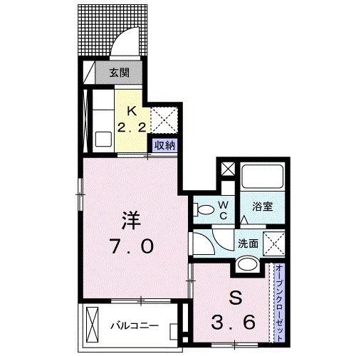 SCHONE2(1K/1階)の間取り写真