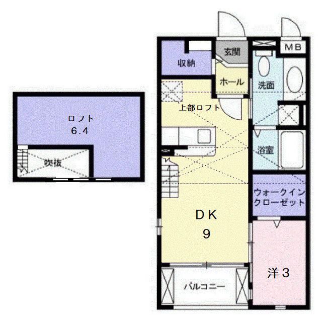 フェイバー メゾン(1DK/2階)の間取り写真