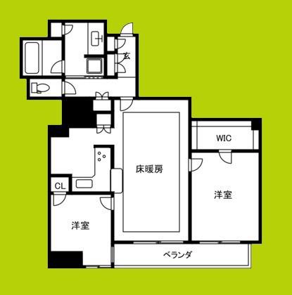 淀屋橋アップルタワーレジデンス(2LDK/27階)の間取り写真