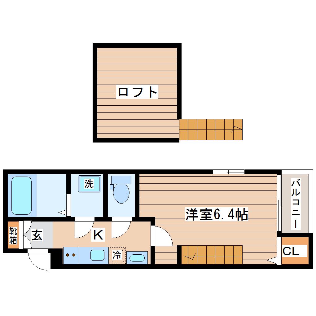 FRIEDEN (1K/2階)の間取り写真