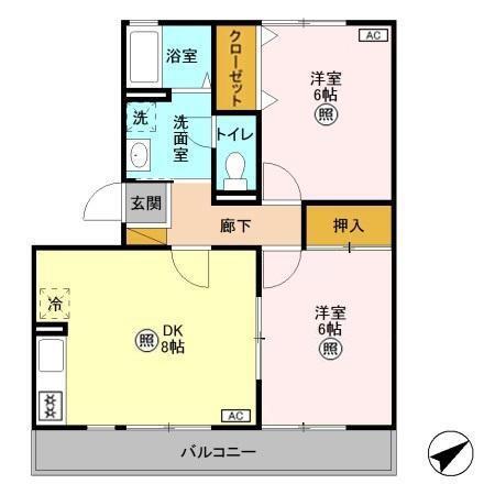 セピアコート(2DK/3階)の間取り写真