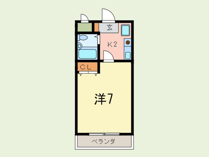 甲南フラット(1K/2階)の間取り写真