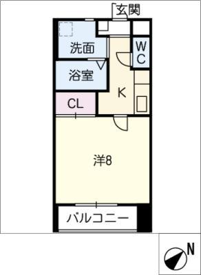 グリーンヒルズIII(1K/2階)の間取り写真