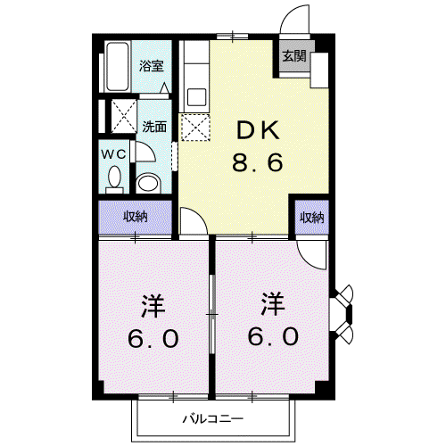 メゾンNY(2LDK/2階)の間取り写真