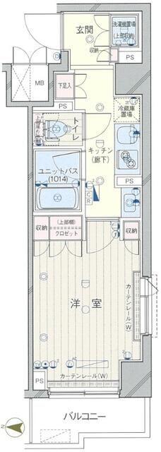 ルーブル川崎上平間(1K/4階)の間取り写真