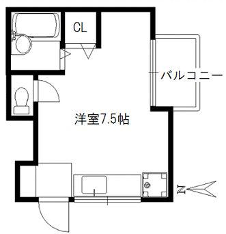 SKハイム(ワンルーム/1階)の間取り写真