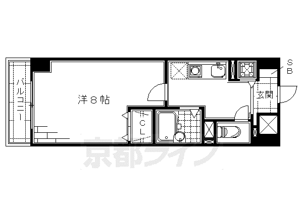 アルデールB(1K/2階)の間取り写真