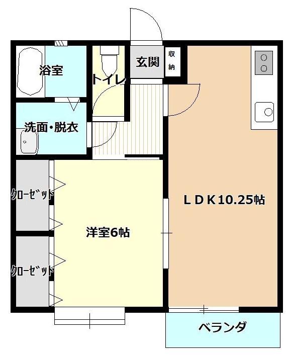 吉備コーポ(1LDK/1階)の間取り写真