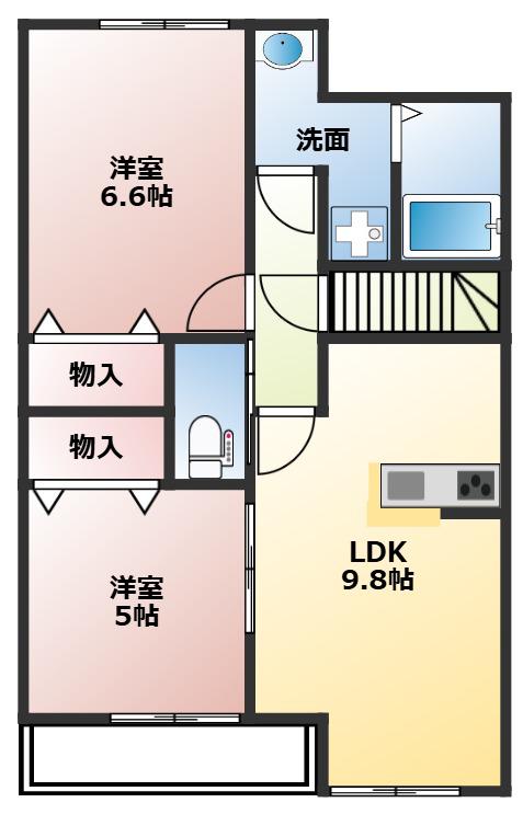 コンフォート・マナ(2LDK/2階)の間取り写真