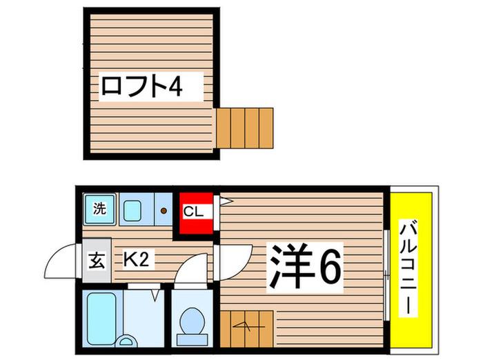ロフティー稲田堤(1K/1階)の間取り写真