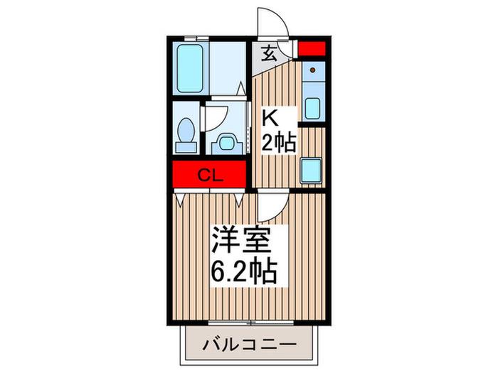 マイルネサンスII(1K/2階)の間取り写真