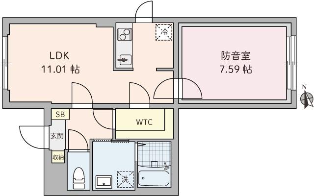 ラシクラス野方(1LDK/5階)の間取り写真