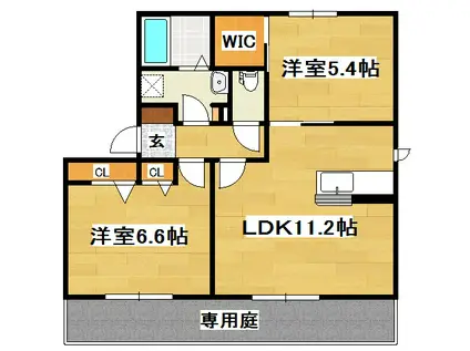 シャーメゾンTAKENO(2LDK/2階)の間取り写真